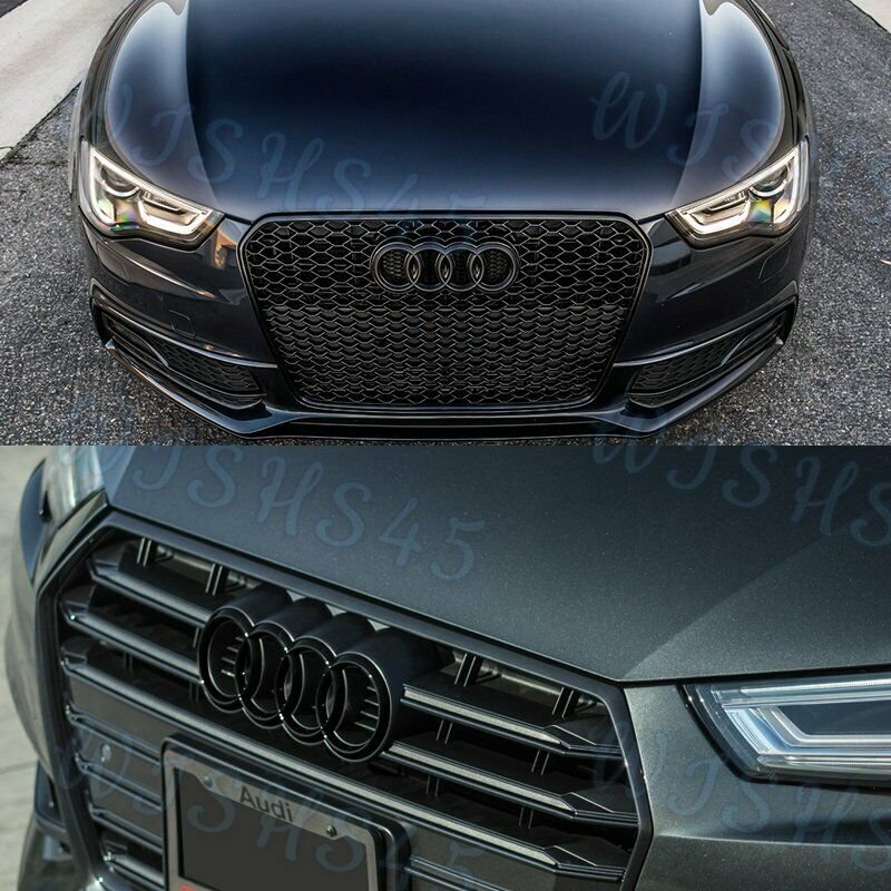 Chrome Audi Rings Front Grille Badge Emblem - Direct Fit For A3 A4 S4 A5 S5 A6 SQ7 TT