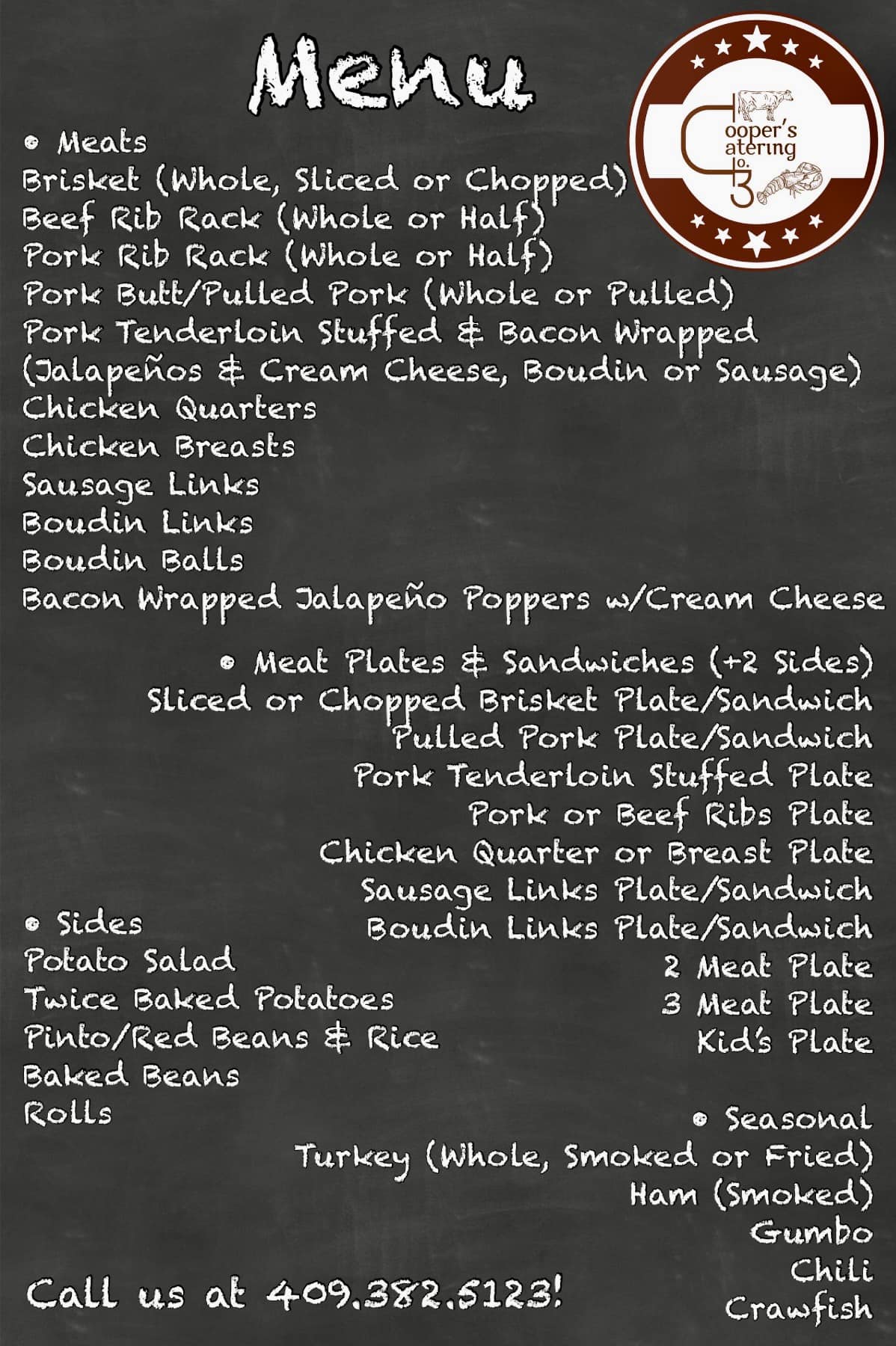 Cooper’s - 🍽️ MENU ITEMS 🛻 LET US CATER FOR YOU! WE TRAVEL 📞 GIVE US A ...