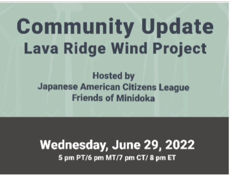 Seattle JACL - Lava Ridge Project Community Update...