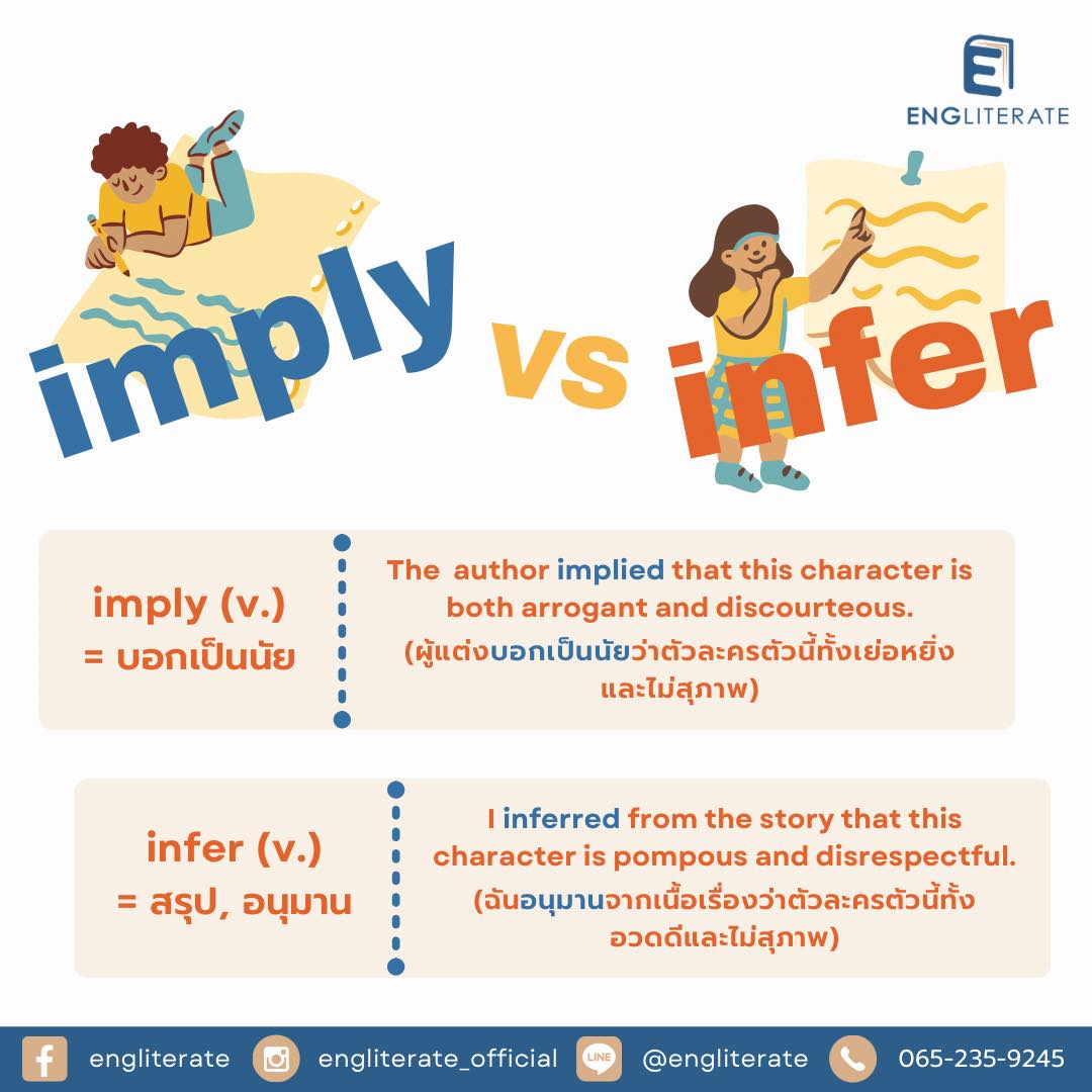 EngLiterate - “Imply” กับ “infer” ต่างกันยังไง 🤔? มาดูกัน! “Imply” กับ ...