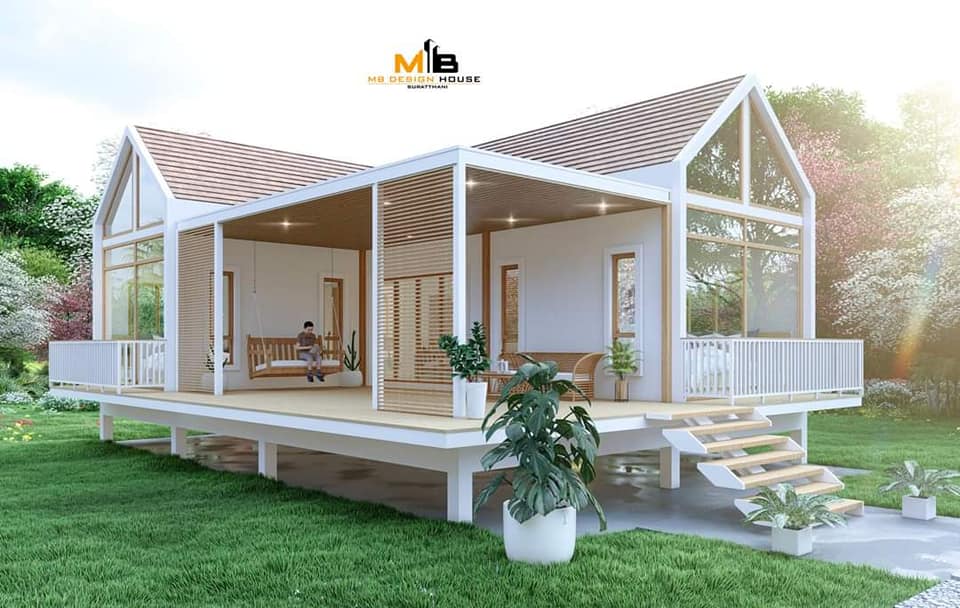อยากมีบ้านโว้ยย - บ้านชั้นเดียวยกใต้ถุนสูง สไตล์ Minimal... | Facebook