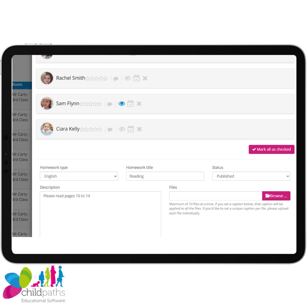 Our homework feature allows... - Child Paths Software