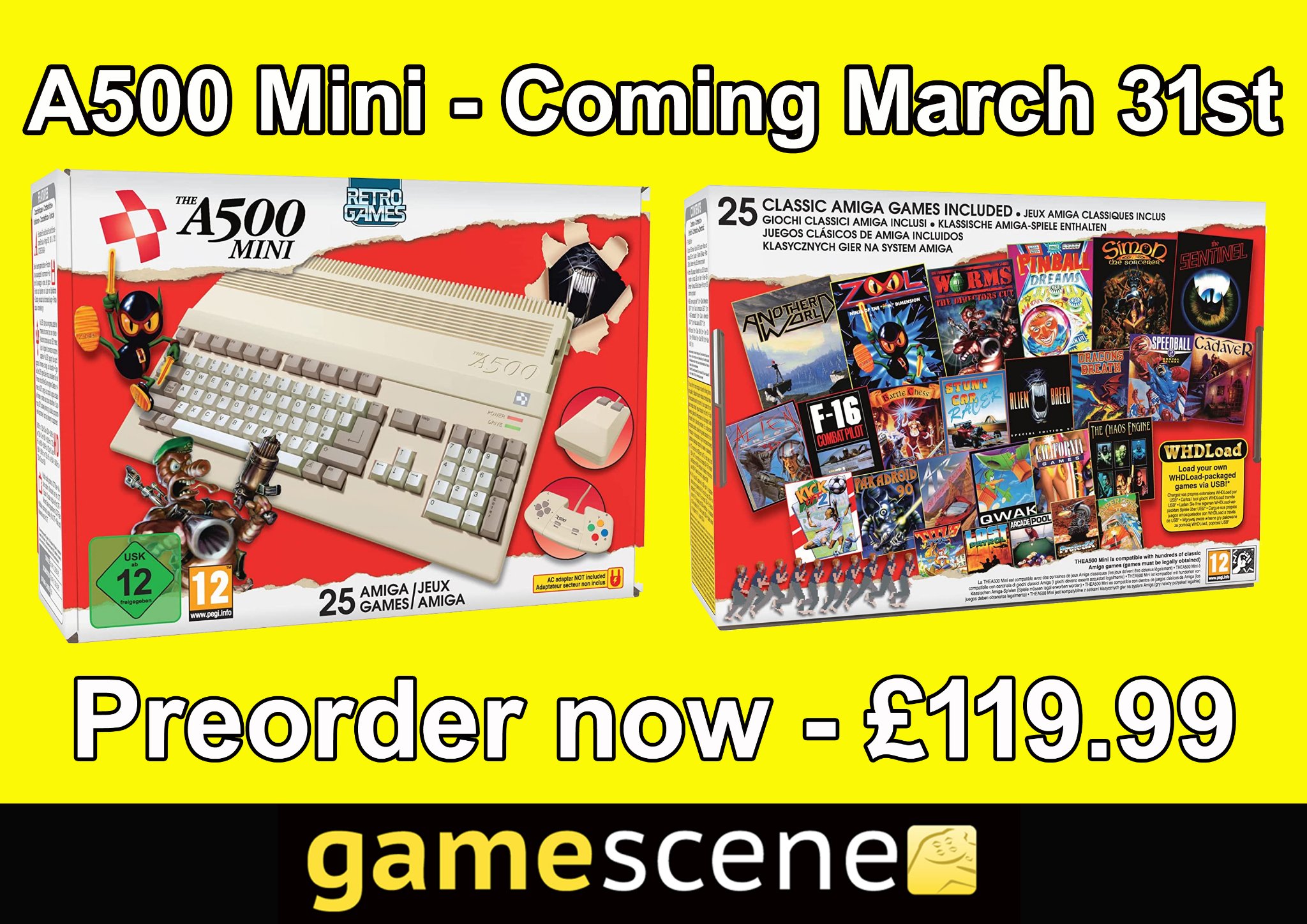 Gamescene - Coming March 31st - The A500 Mini 25 classic...