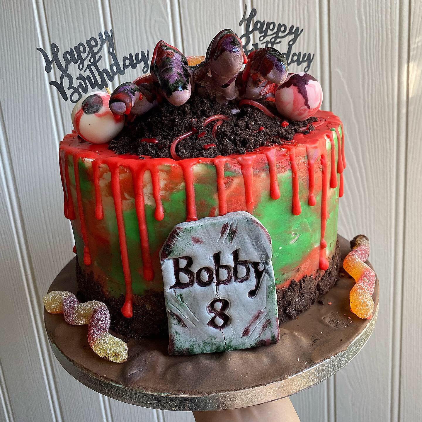 LOVED doing this zombie cake. Super fun to do!! #sugarfreakshow