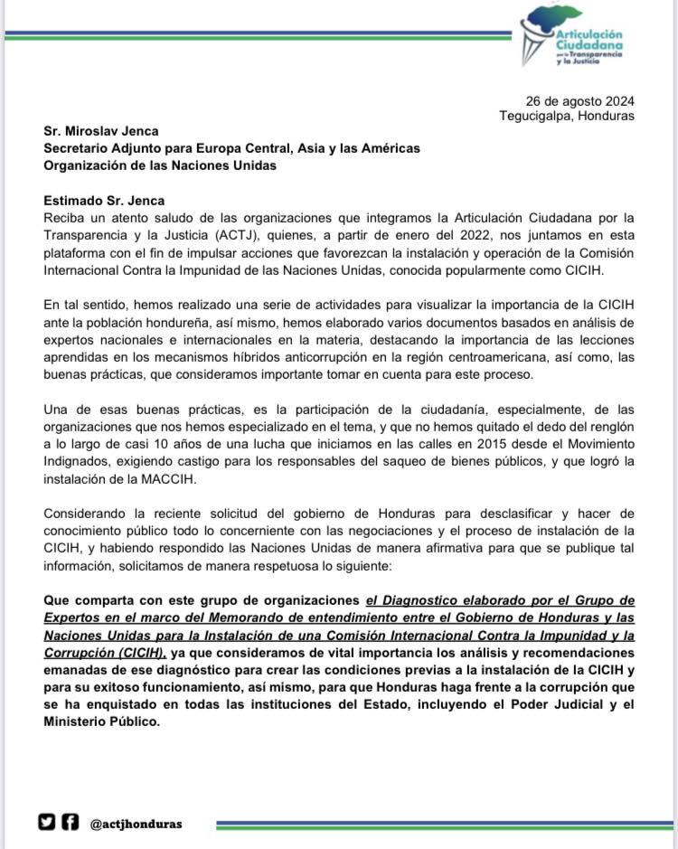ACTJ Honduras - La ACTJ comparte la solicitud de... | Facebook