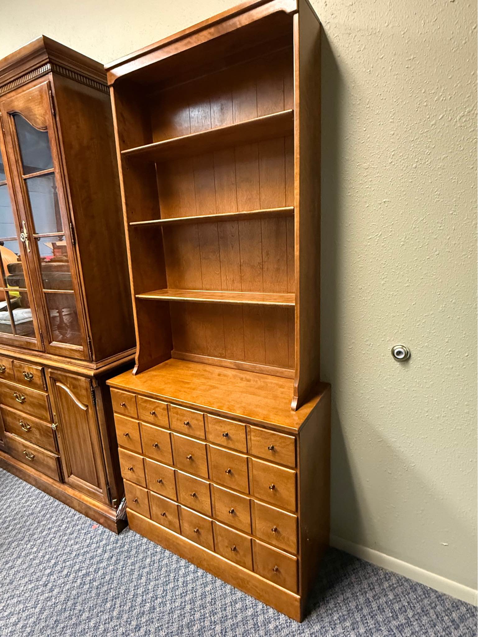 Ethan Allen Vintage 1950’s Baumritter Maple Chest with Bookcase. 78”x34