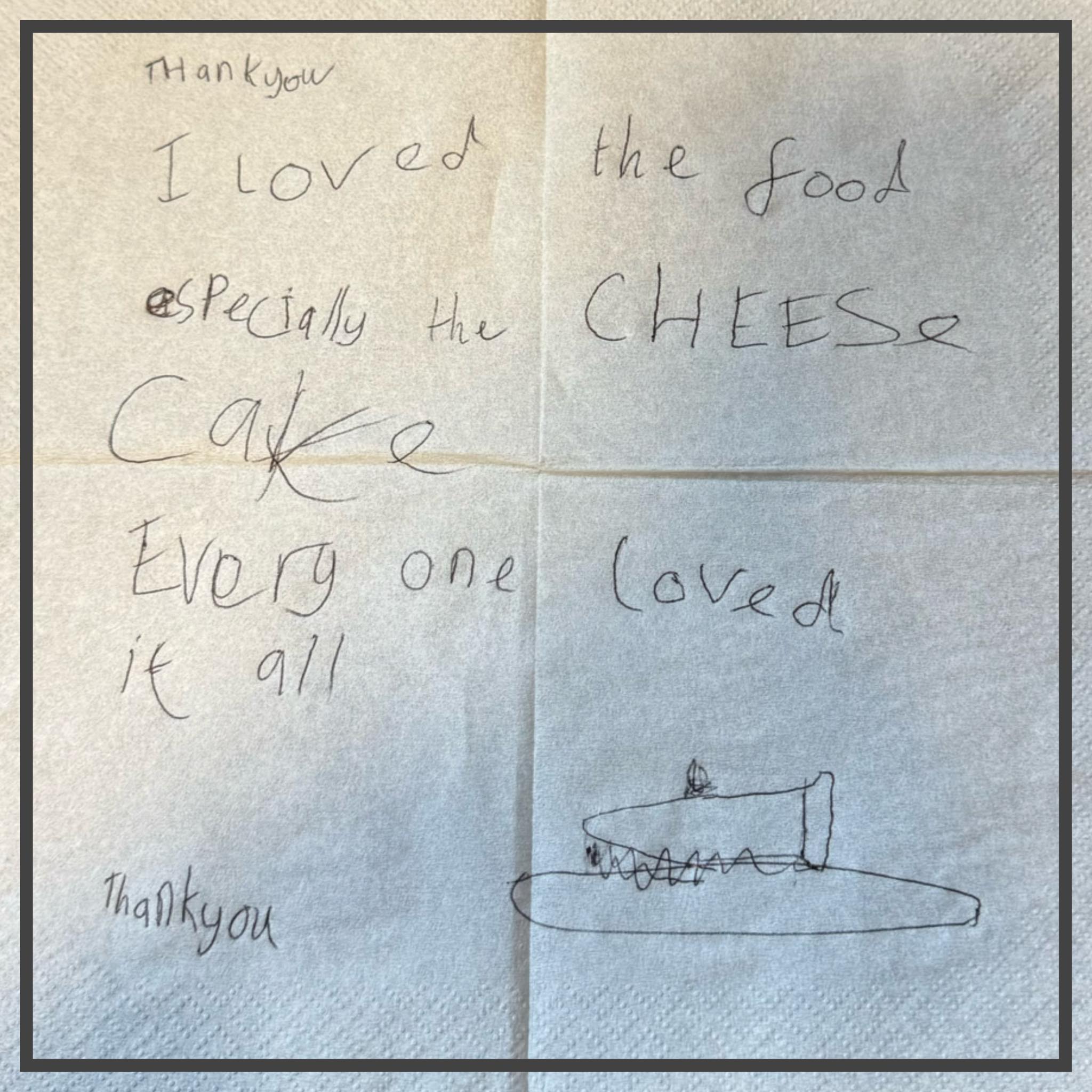 George - ♥️We just got the nicest handwritten note about the food, and ...