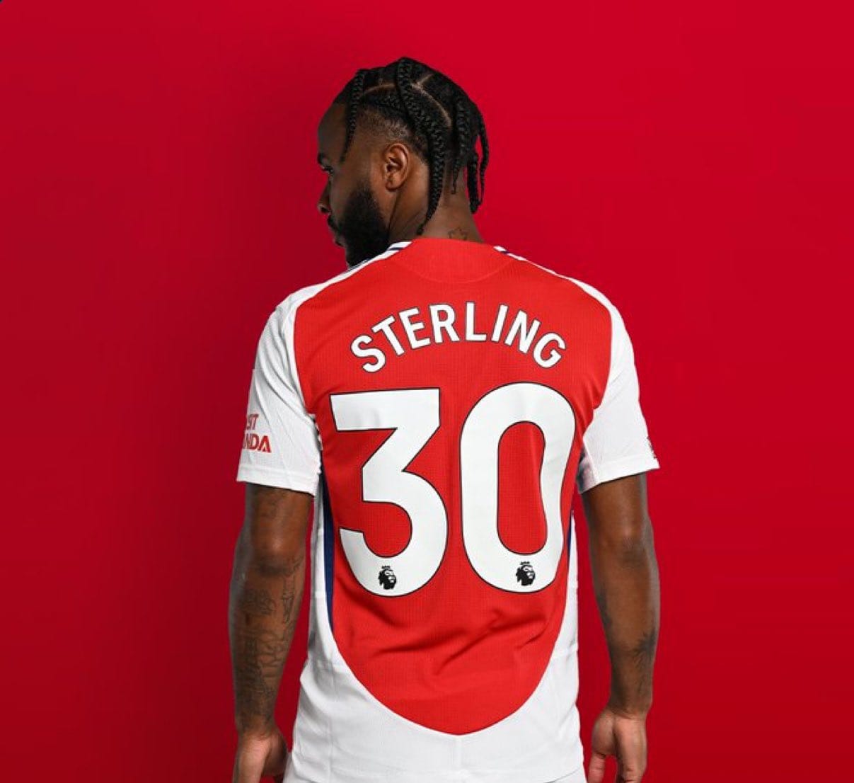 Jersey number 30 for Raheem Sterling at Arsenal.