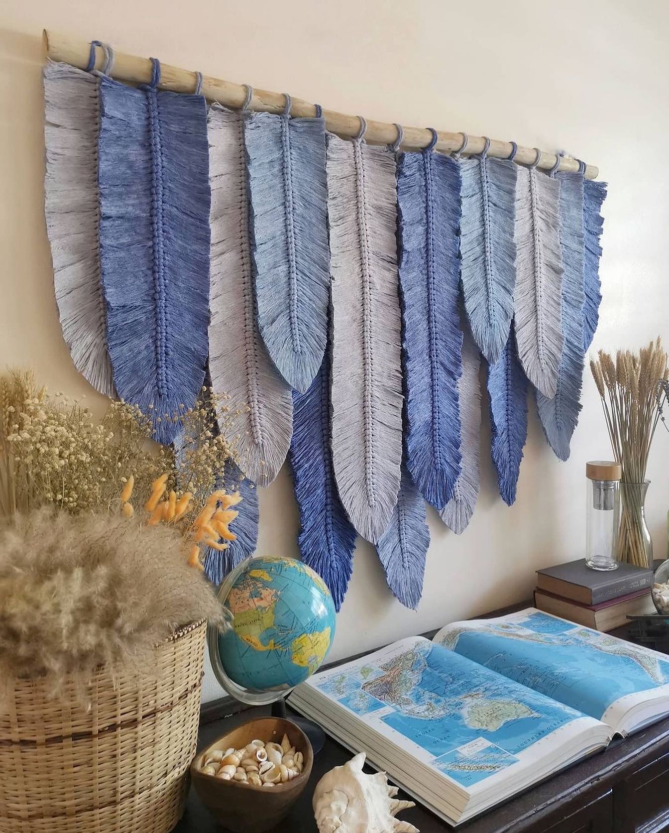 Rocco and Arlo - An ocean inspired macrame feather wall... | Facebook