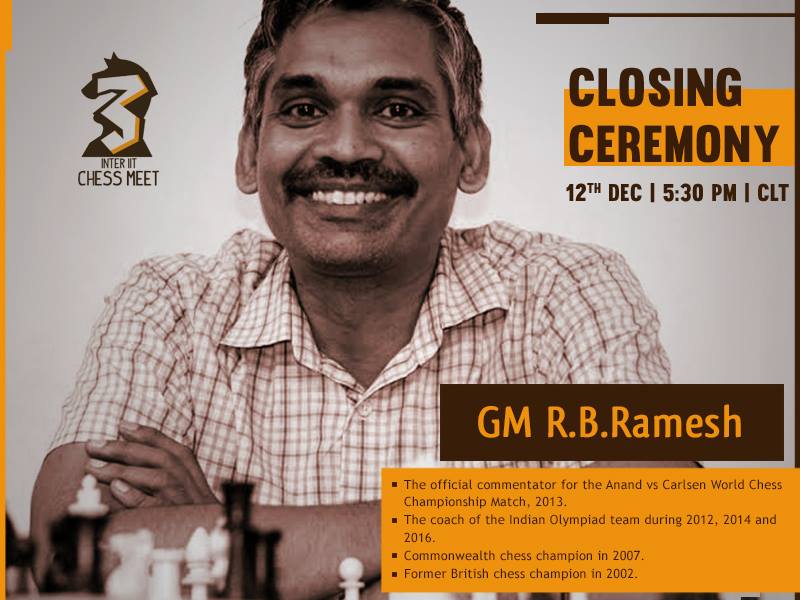 Inter IIT Chess Meet - We are proud to announce GM Ramesh RB fondly ...