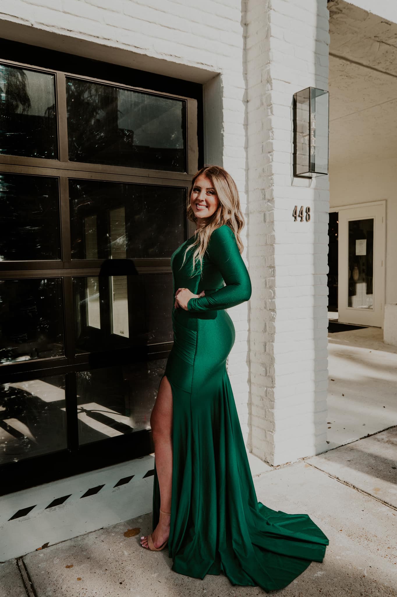 short formal emerald green dress Satin Long Prom Dress, Elegant A-Line Sleeve Evenin Beach / Destination Maya Blue Material:Spanish Crepe ANHCRA Semi Formal Dresses