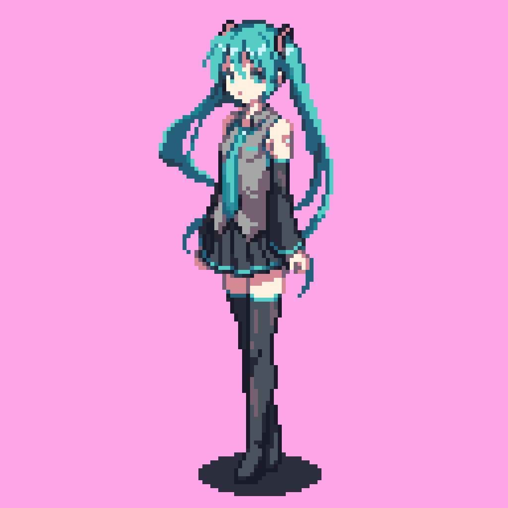 Low poly Miku✨ #ドット絵 #pixelart #aseprite #初音ミク #HatsuneMiku