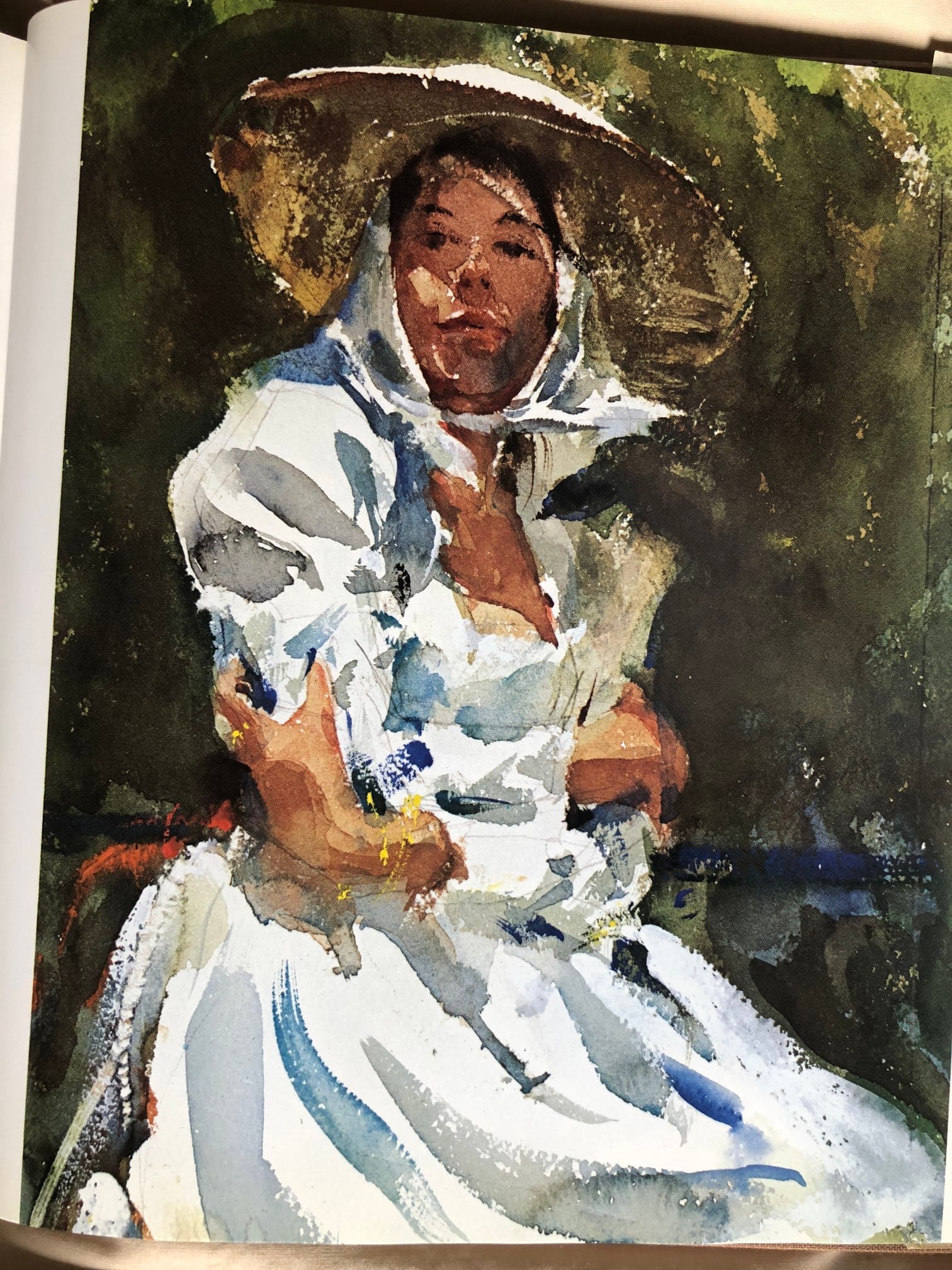 洋書 Portrait Painting in Watercolor by Charl A page from the book Figure Painting in Watercolor.by Charles Reid.