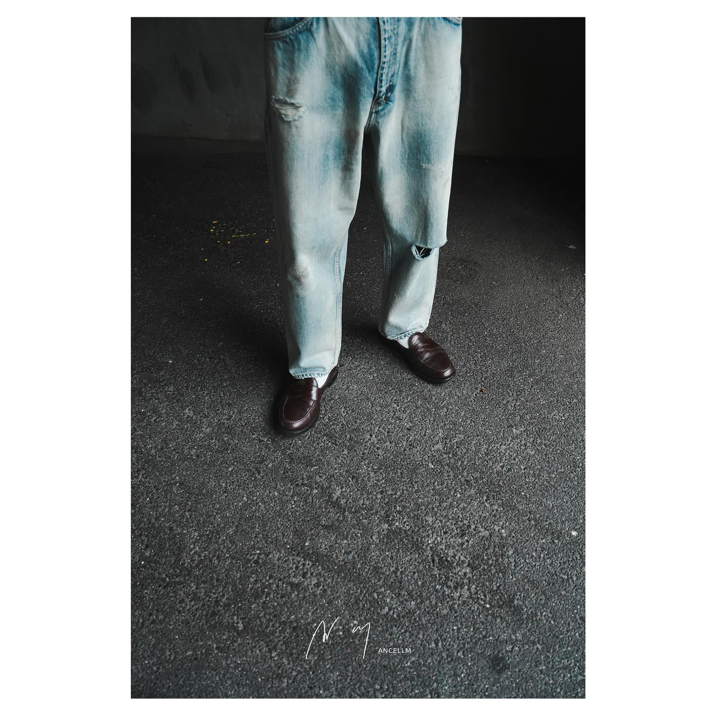 ANCELLM “AGING SELVEDGE TAPERED 5P DENIM PANTS” COL: INDIGO SIZE 