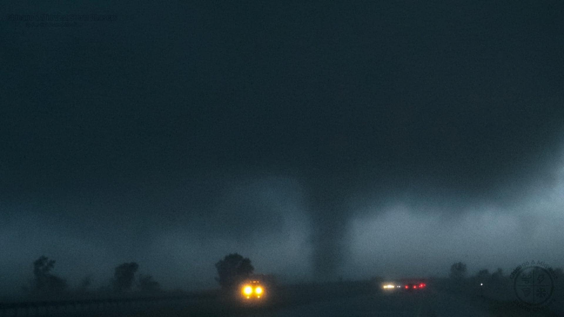 Chicago - The large multi vortex tornado crossing I-57 near
