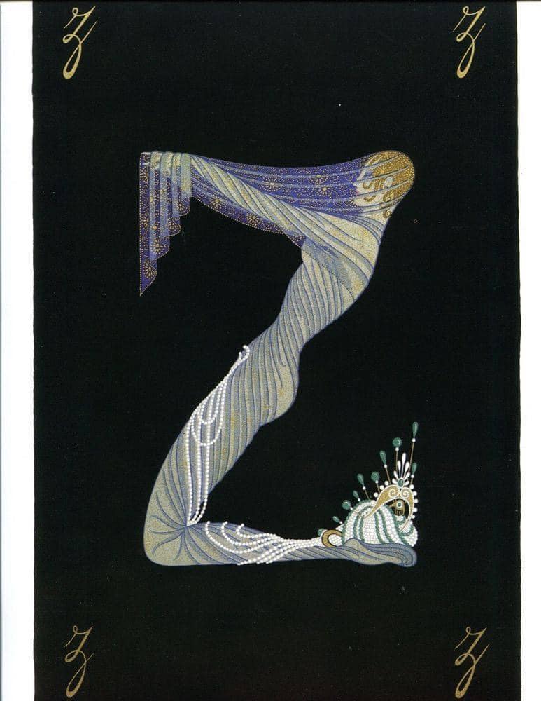 Erte's Art Deco alphabet series and lithographs
