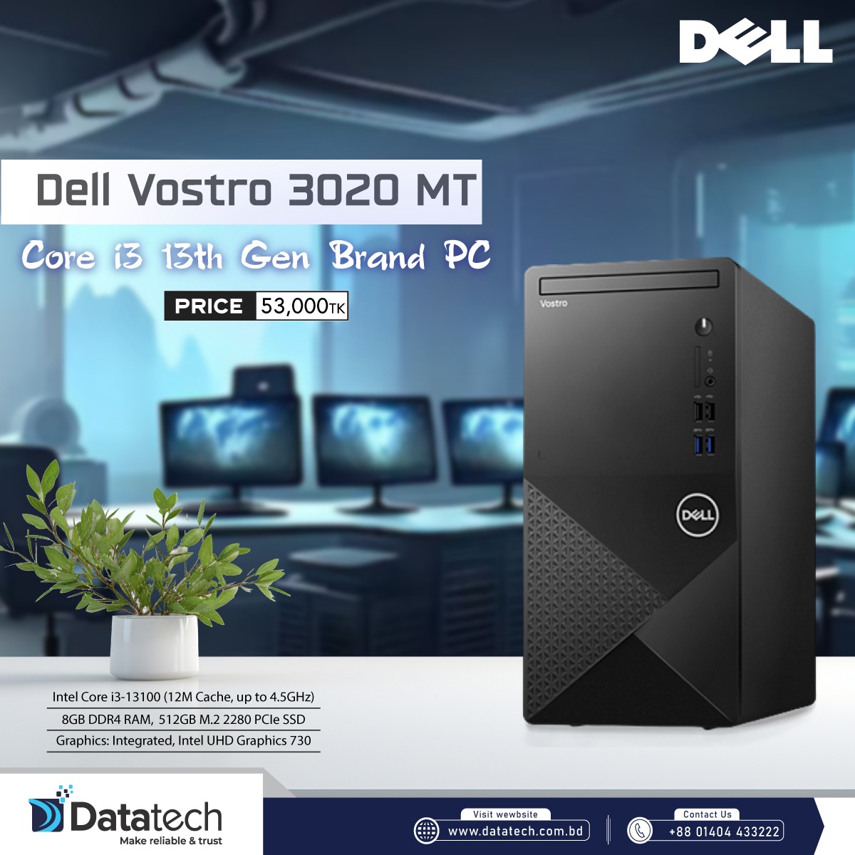Find Dell Vostro 3020 MT Core i3 13th Gen 8GB Ram 512GB SSD 