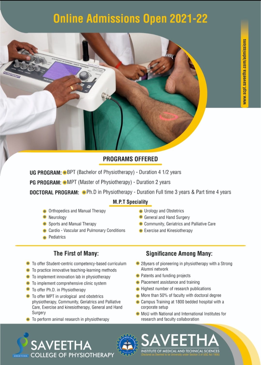## BPT, MPT and... - Saveetha College of Physiotherapy - SCPT