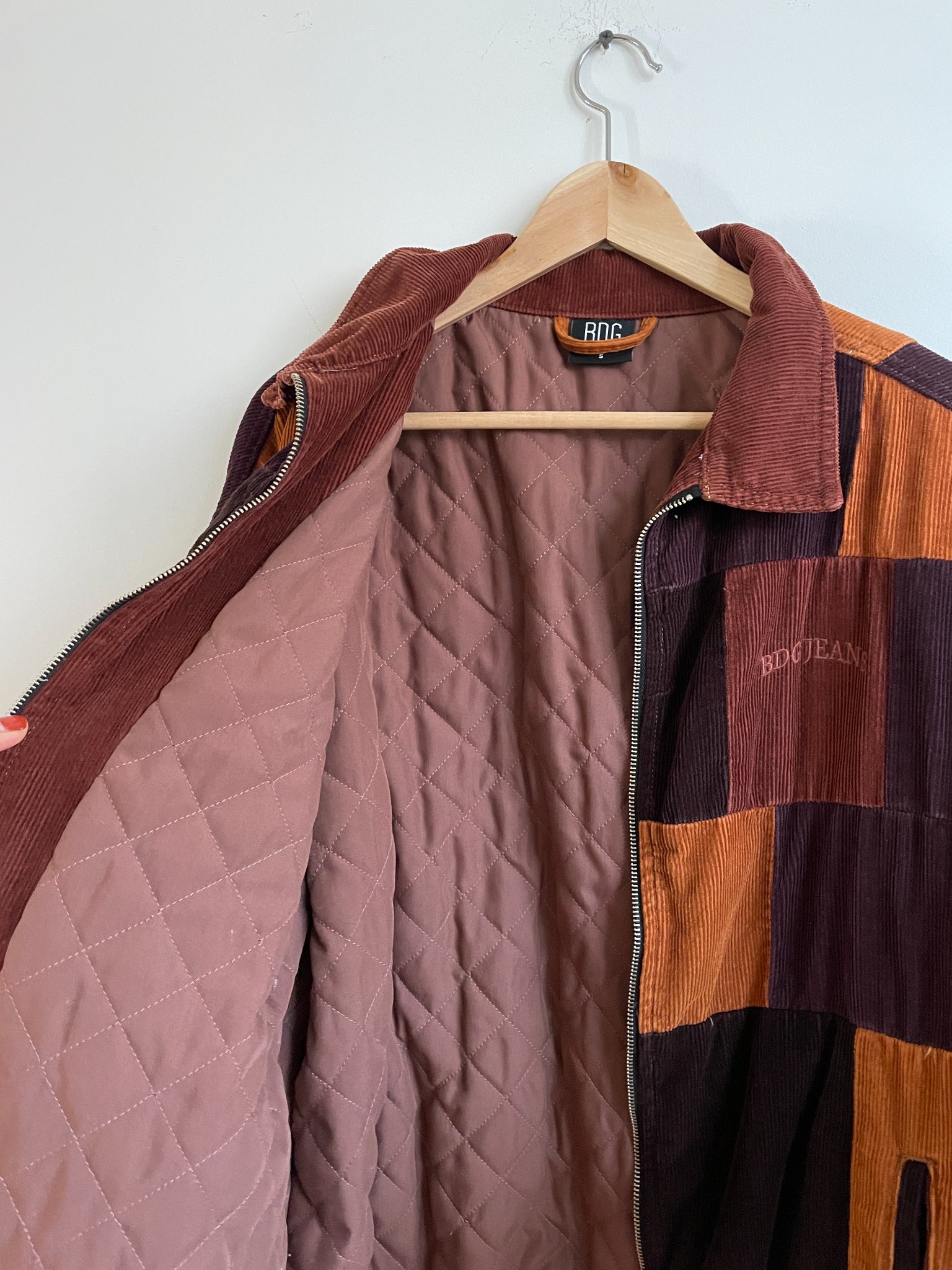 Bdg Patchwork Corduroy Harrington Jacket Brown Patchwork Jacket