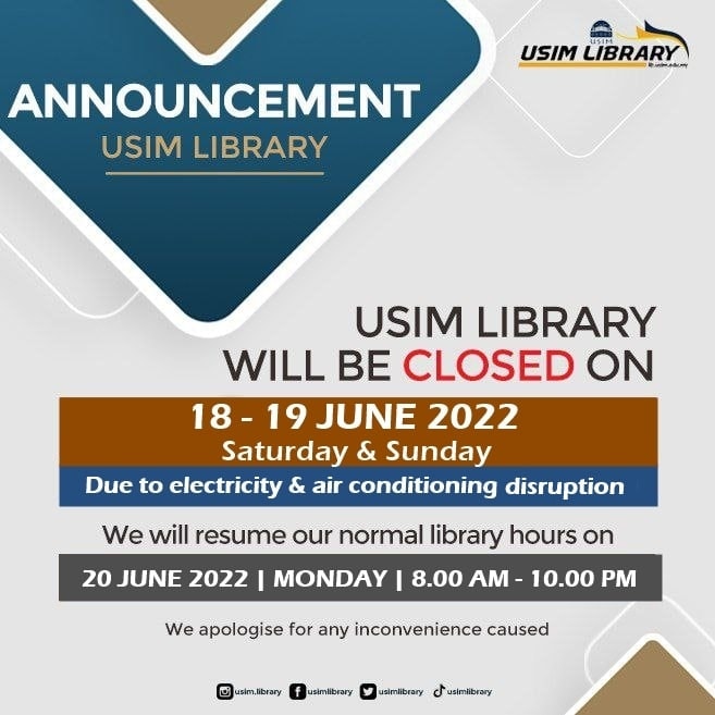 USIM Library - [LIBRARY CLOSURE NOTICE] Dear valued... | Facebook