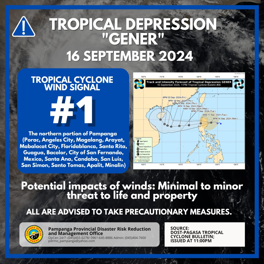 Pampanga - TROPICAL CYCLONE BULLETIN NR. 6 Tropical Depression #GenerPH ...