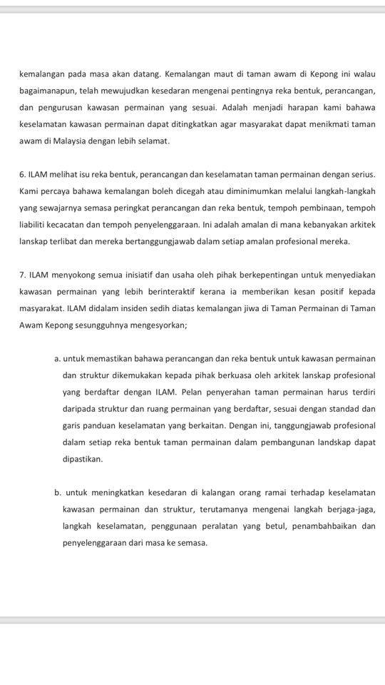 Siaran Media Persatuan Arkitek Landskap Awam Malaysia Facebook