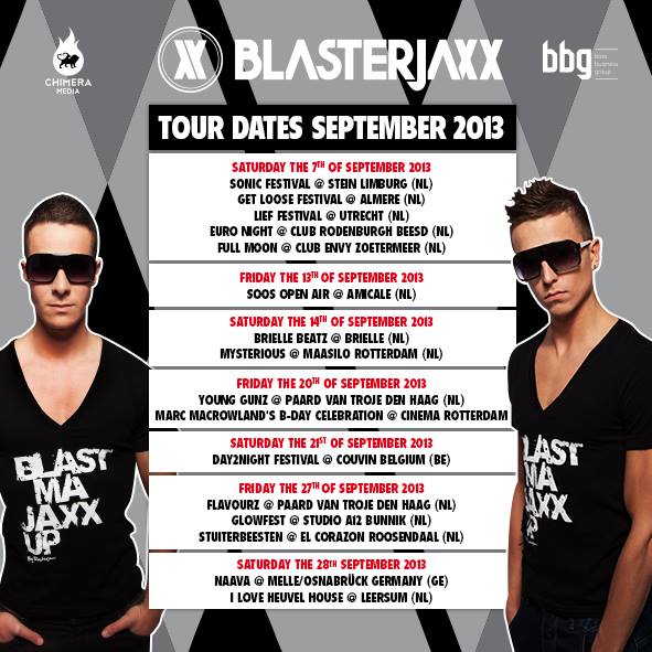 Blasterjaxx - Tour schedule September: 15 shows in Holland/Belgium ...
