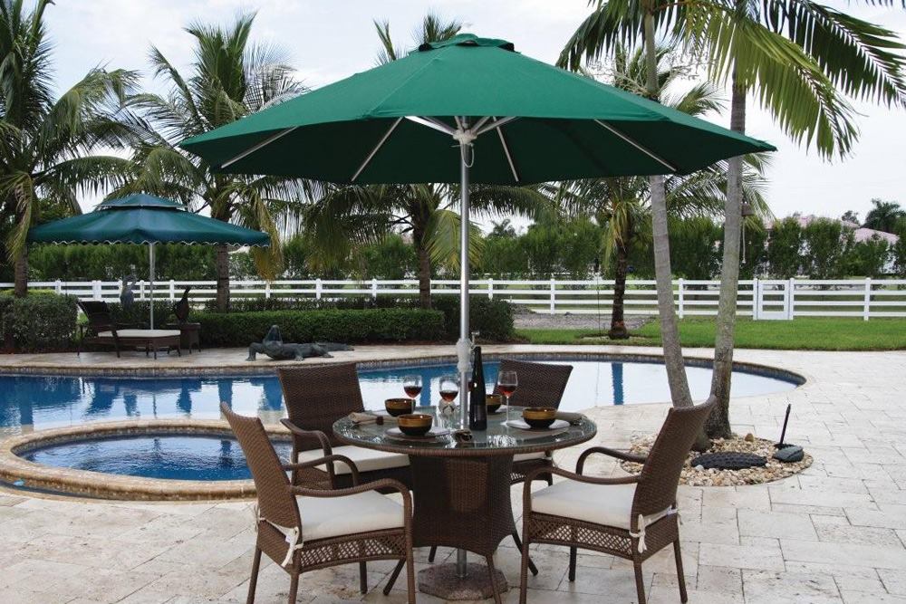9ft black patio umbrella AreShark Half Outdoor with Crank, Scorpion Color:T34 Lancaster Table & Seating working in conjunction with