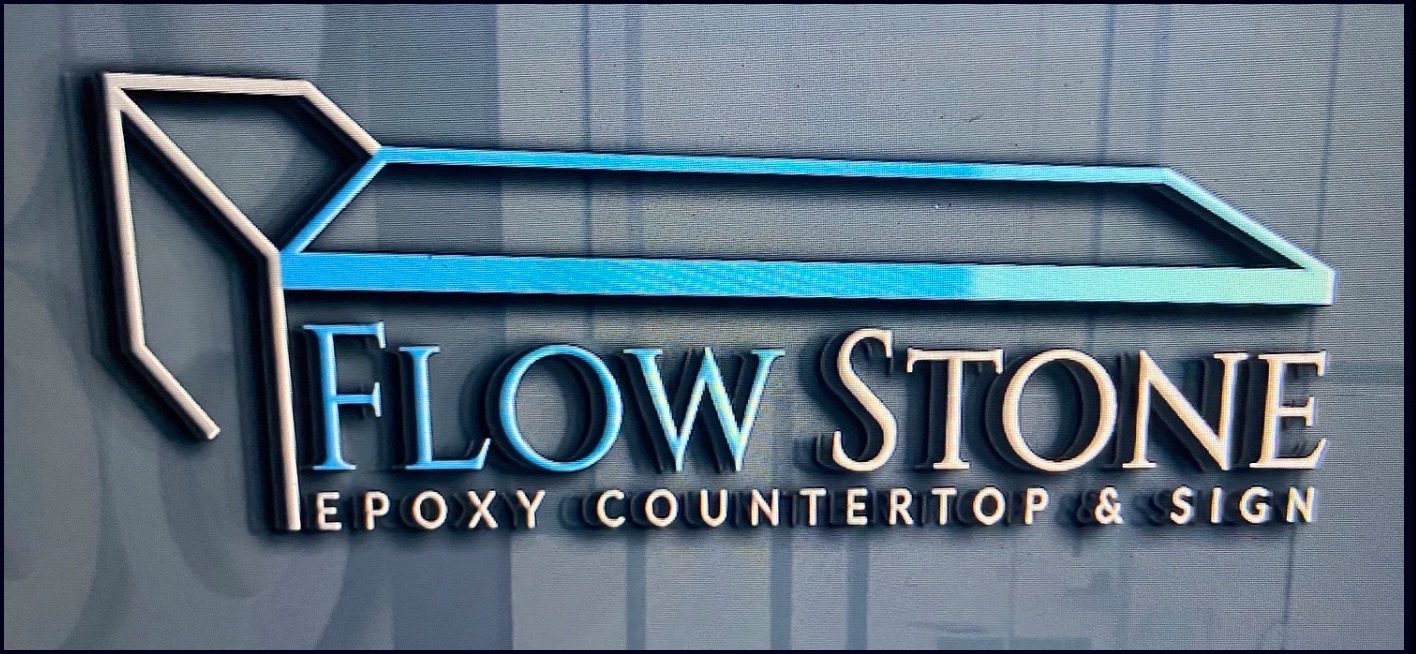 Flow Stone epoxy countertop & sign