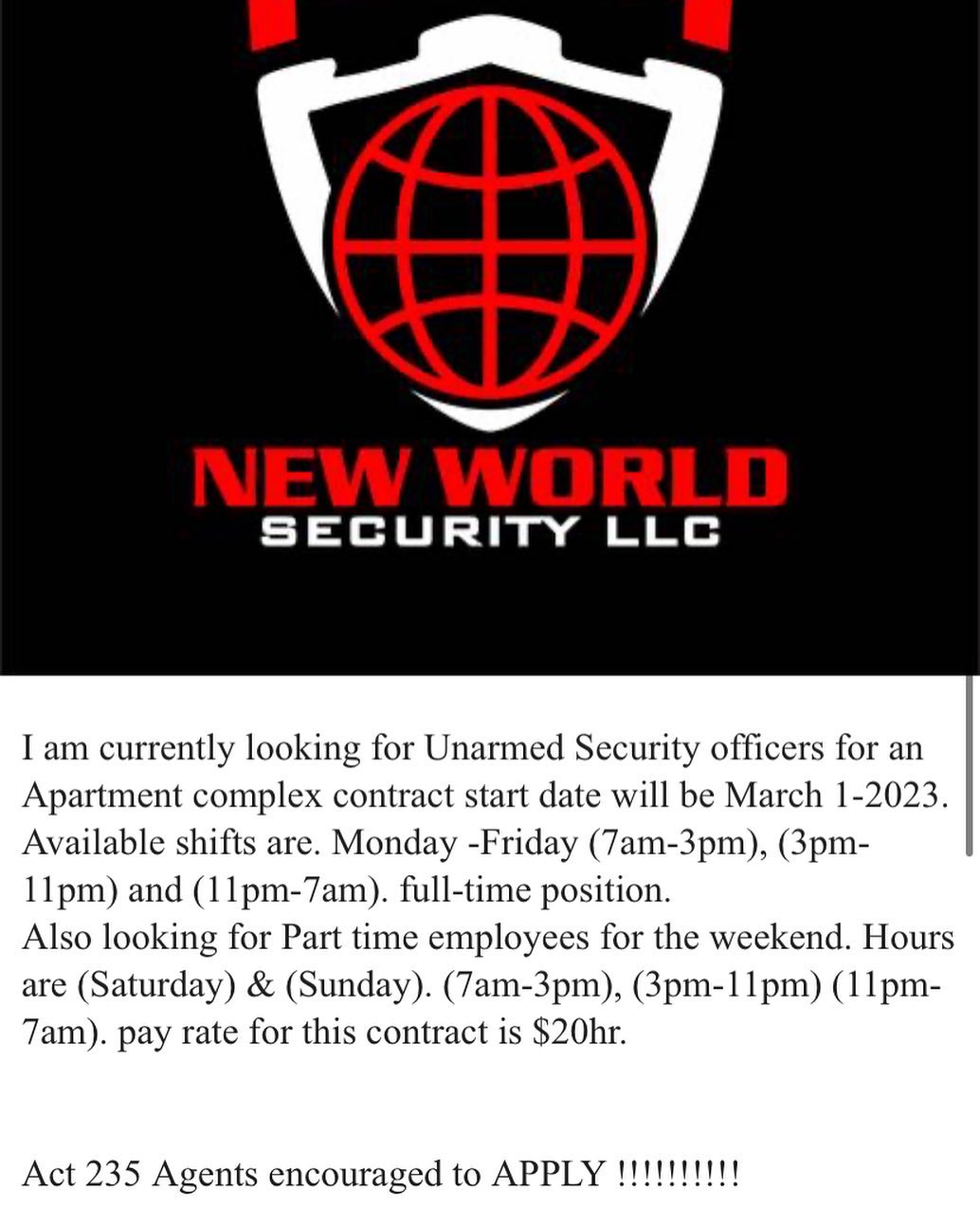 New world Security LLC