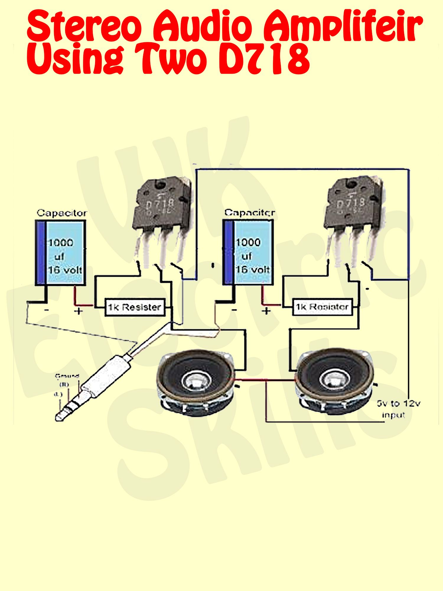 D718 and B688 Transistors Stereo Amplifier