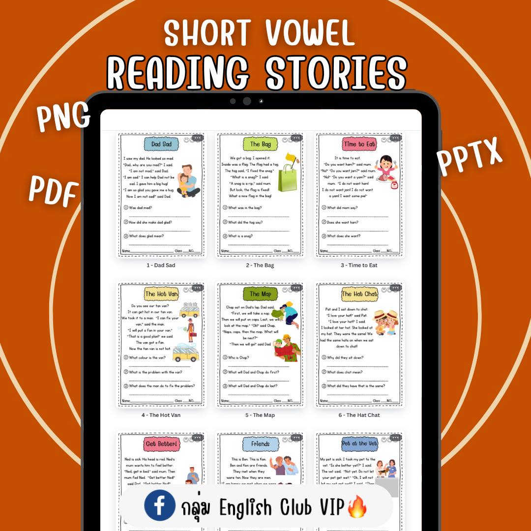 Easy - Short Vowel Reading Stories พร้อมให้ดาวน์โหลดในกลุ่ม VIP แล้ว🔥 ...