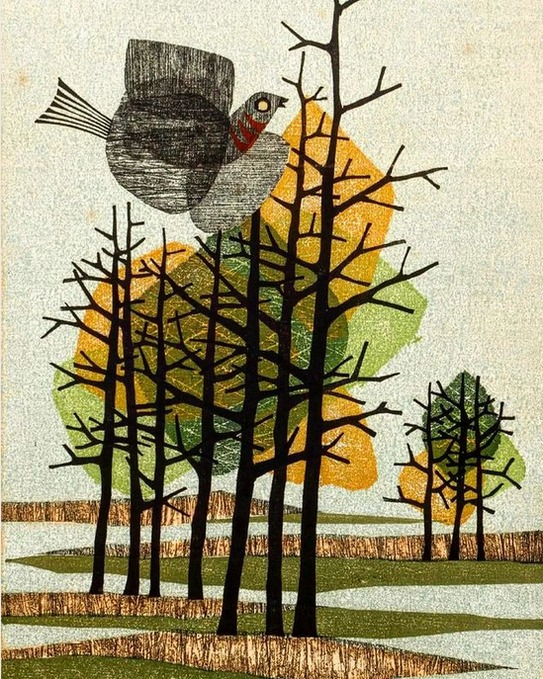 Fumio Fujita (Japanese, born 1933) Bird in Tree 1963 woodblock