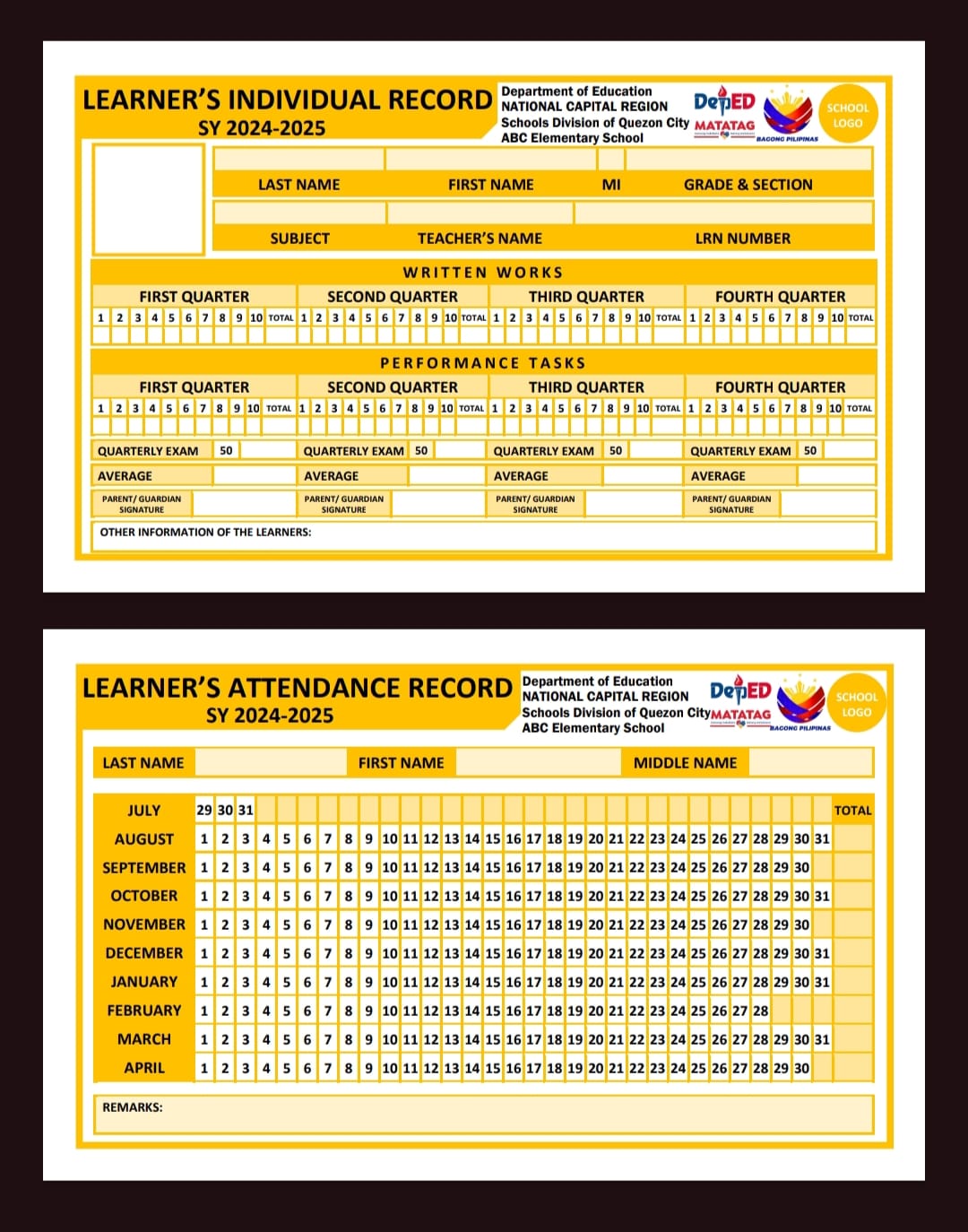 DEPED TEACHERS UNITED | EDITABLE LEARNERS INDIVIDUAL RECORDS CLASS CARD ...