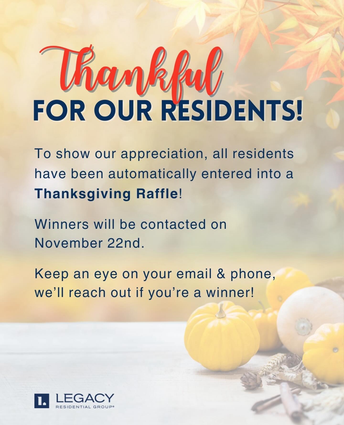 Legacy - We are THANKFUL for our amazing residents, and are happy to ...