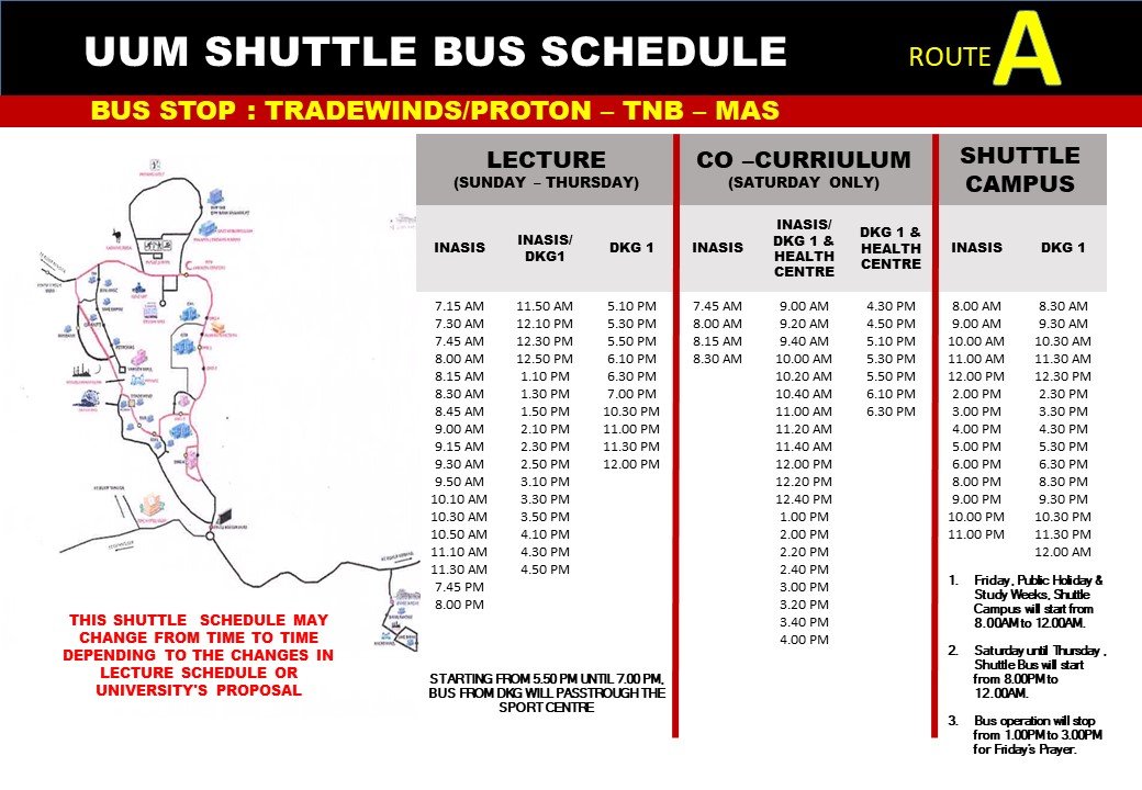 SAC UUM - LATEST UPDATE: UUM SHUTTLE BUS SCHEDULE... | Facebook