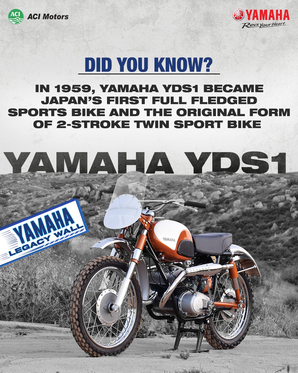 In 1959, Yamaha's YDS1 created history by becoming the first