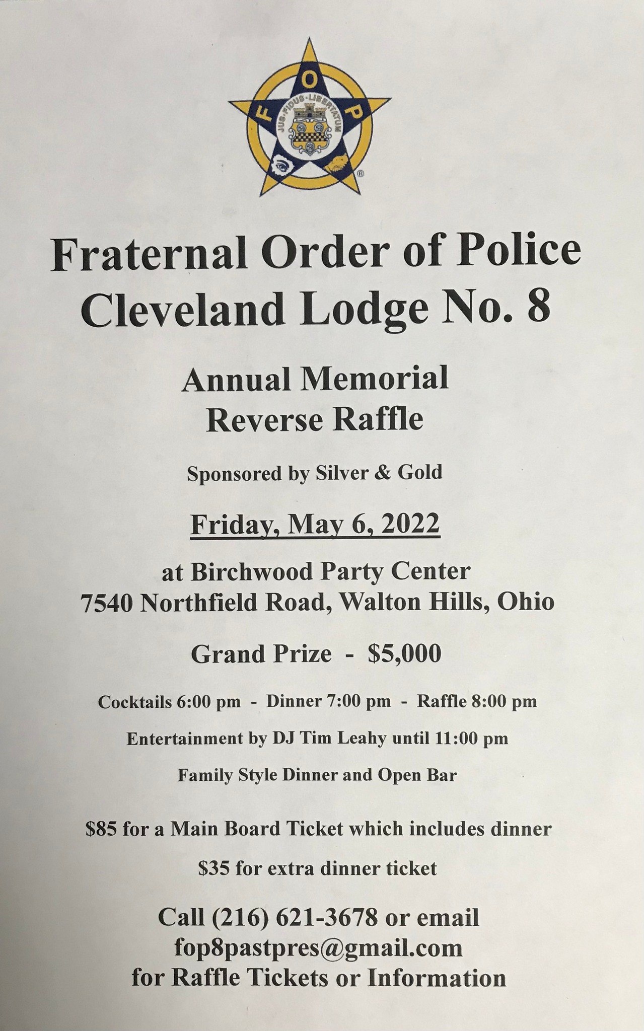 FOP Lodge #8 - Cleveland - FOP Lodge 8’s Annual Reverse Raffle is being ...
