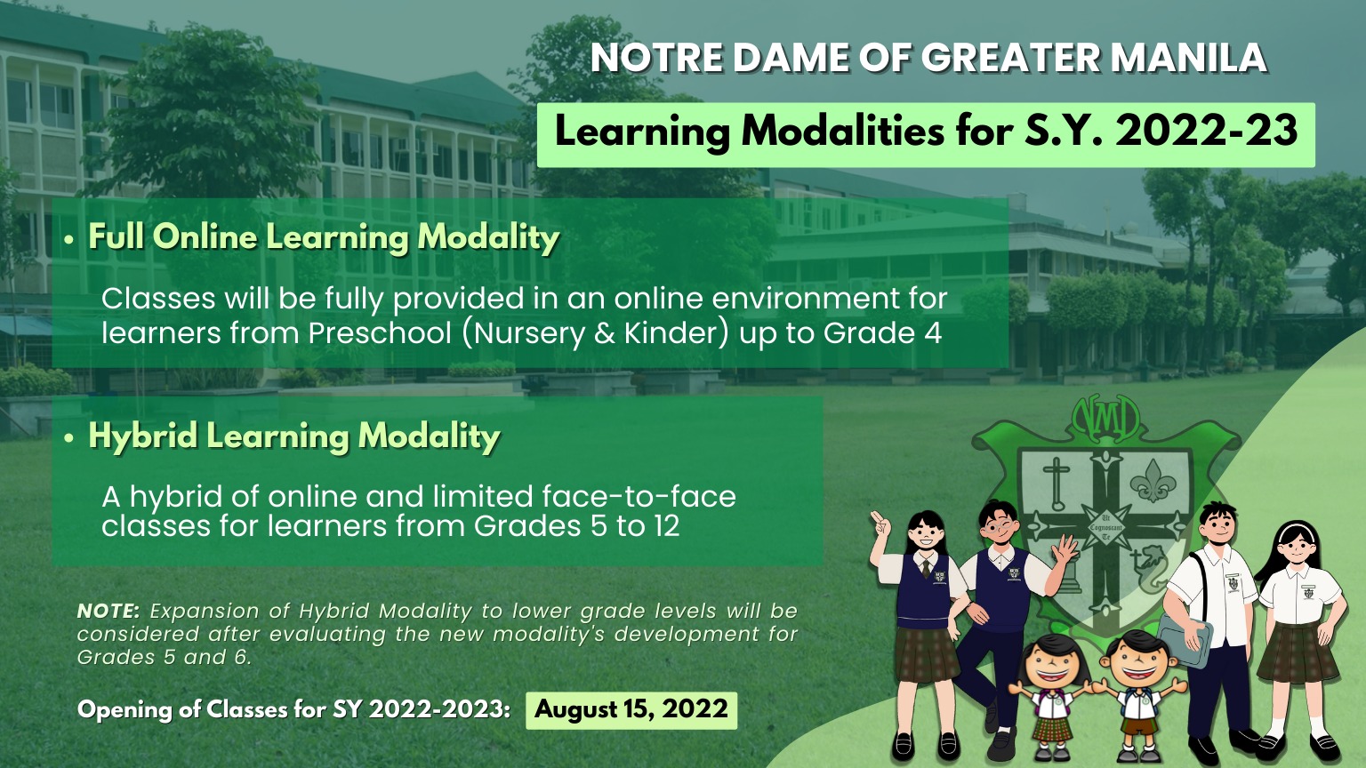 For the incoming SY... - Notre Dame of Greater Manila | Facebook