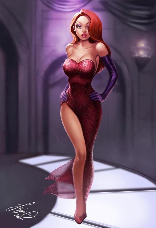 open lace back dress Manuel Hernandez  Diva In a Red Dress  Magic of Disney Art