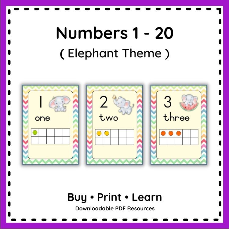 💥 Numbers 1-20 – Elephant... - The Early Learning Toolbox