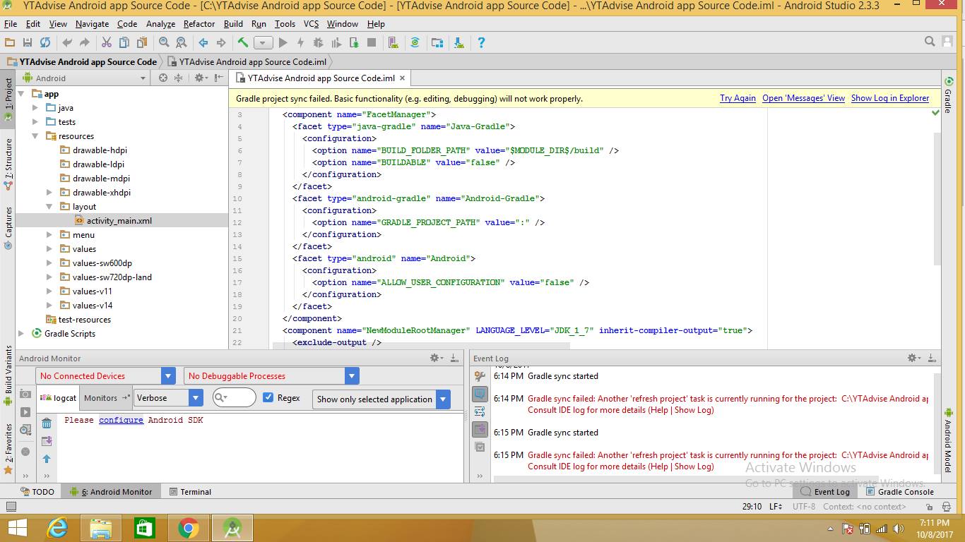 Java | first time working in android studio and the issue is gradle ...