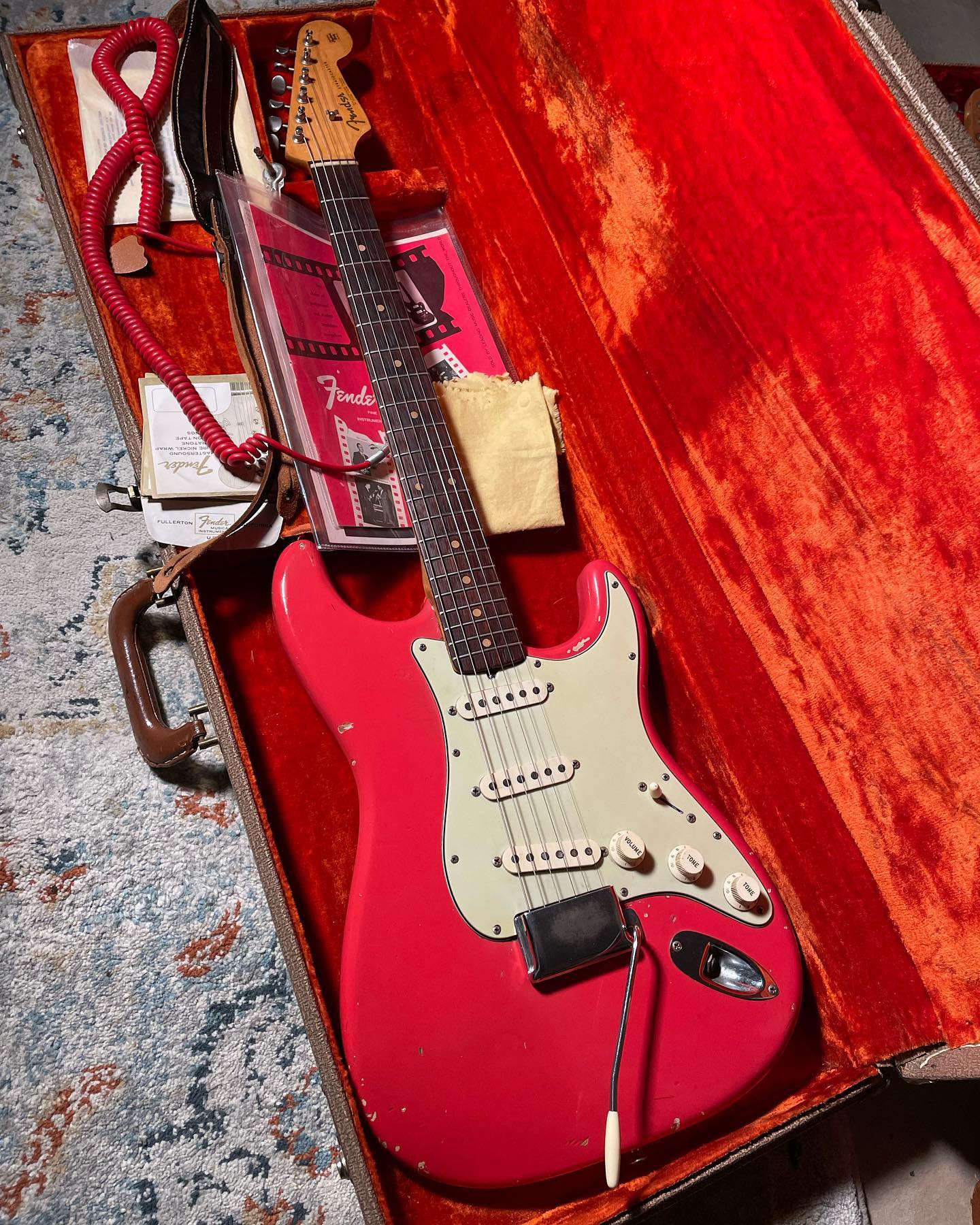 A beautiful one owner 1962 Stratocaster in fiesta red