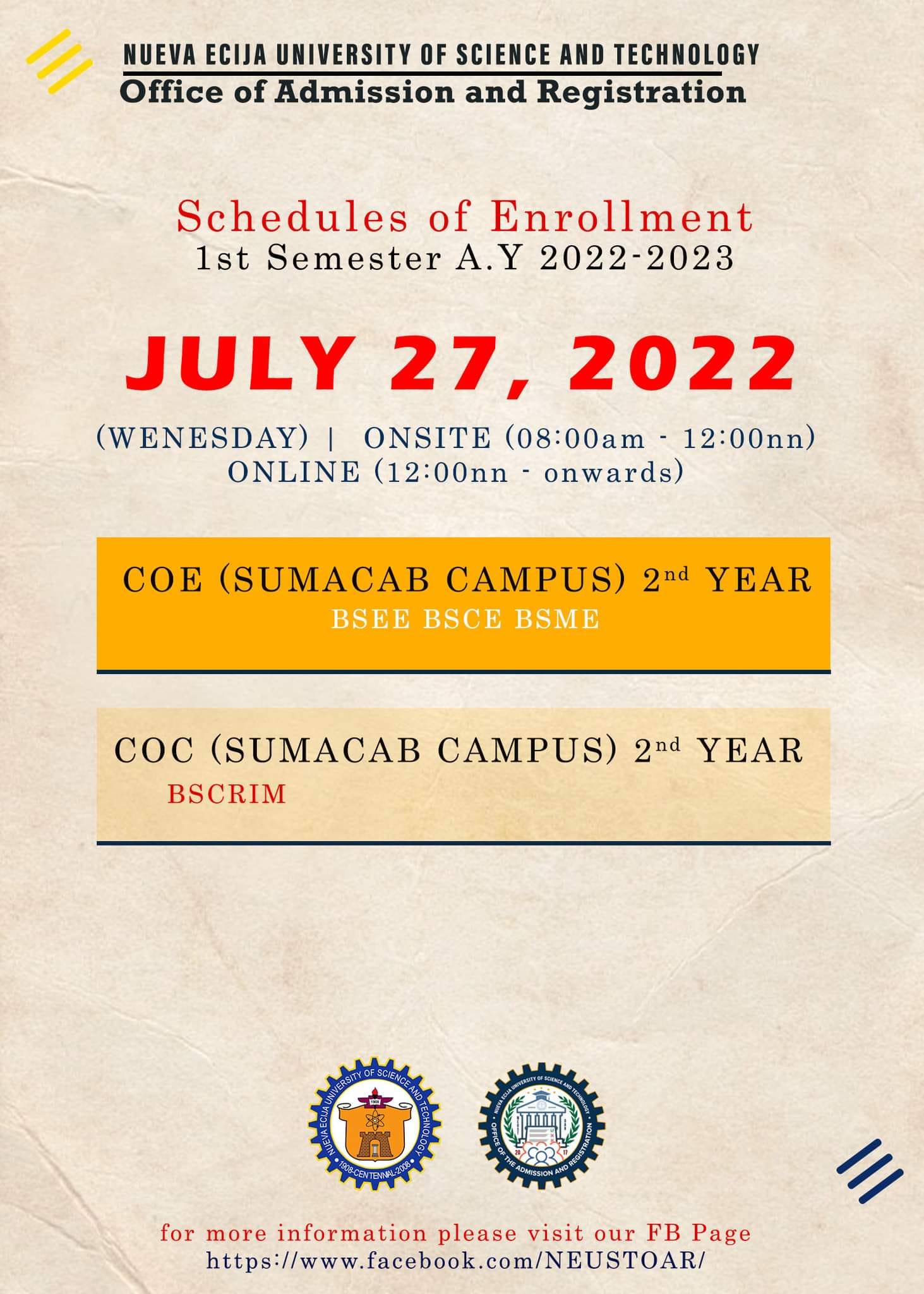 On-site Enrollment: GT... - NEUST-College of Engineering