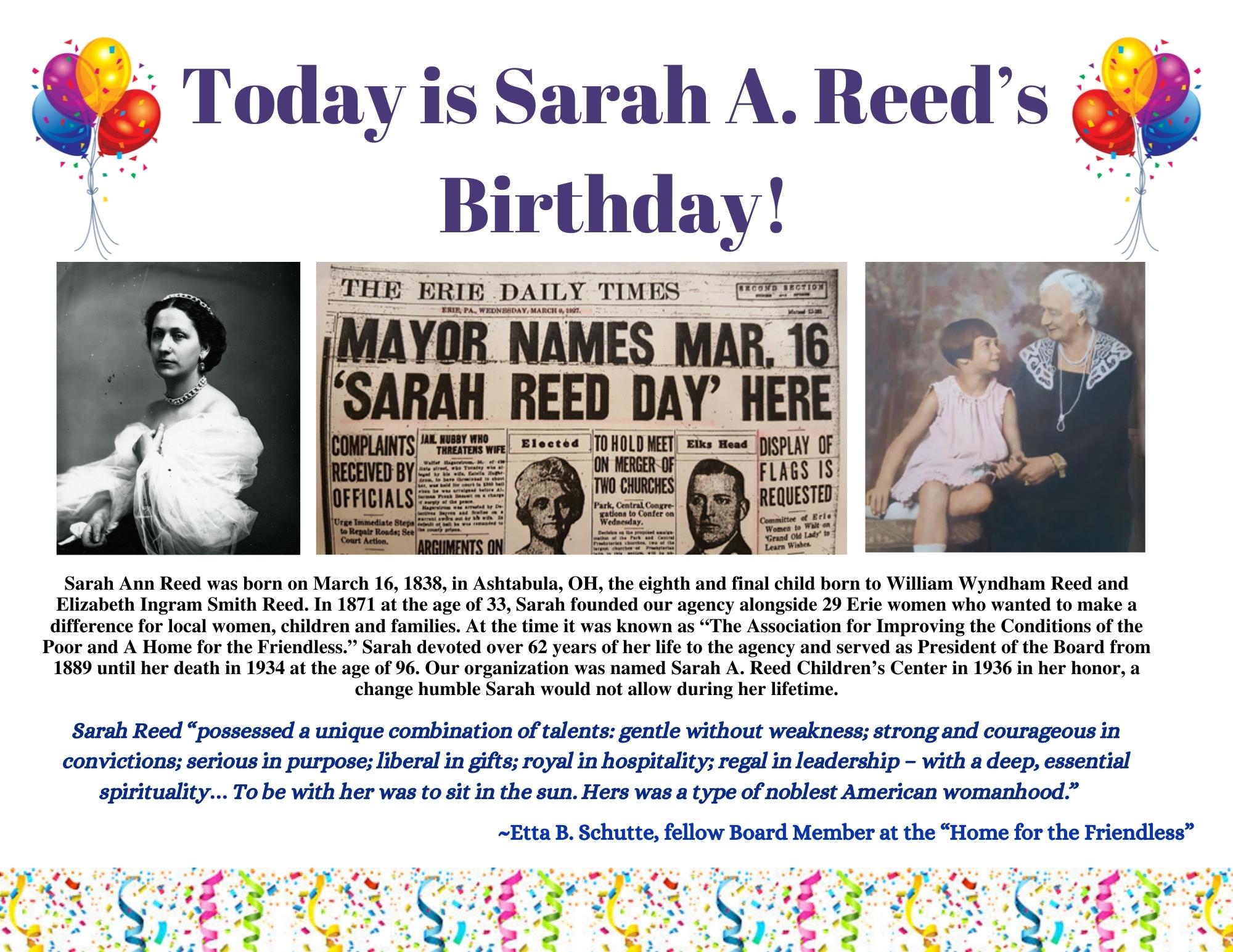 Today we celebrate the... - Sarah Reed Children's Center | Facebook