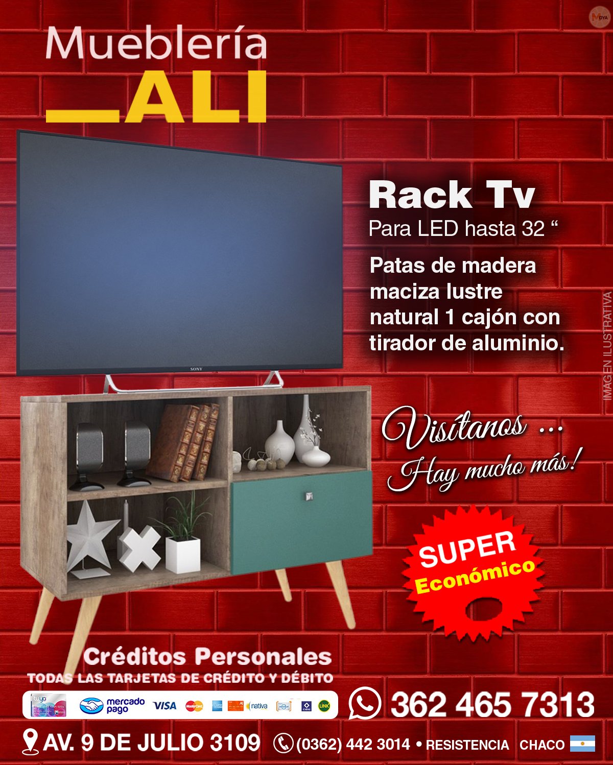 Muebleria ALI - 💥 Rack Tv para LED de hasta 32” 💪 Pata de...