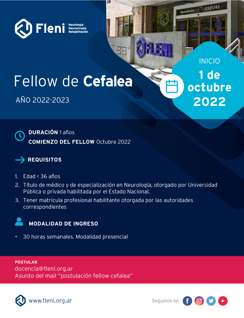 Fleni - ️Fleni seleccionará Fellow de Cefalea. 💻Si estás... | Facebook
