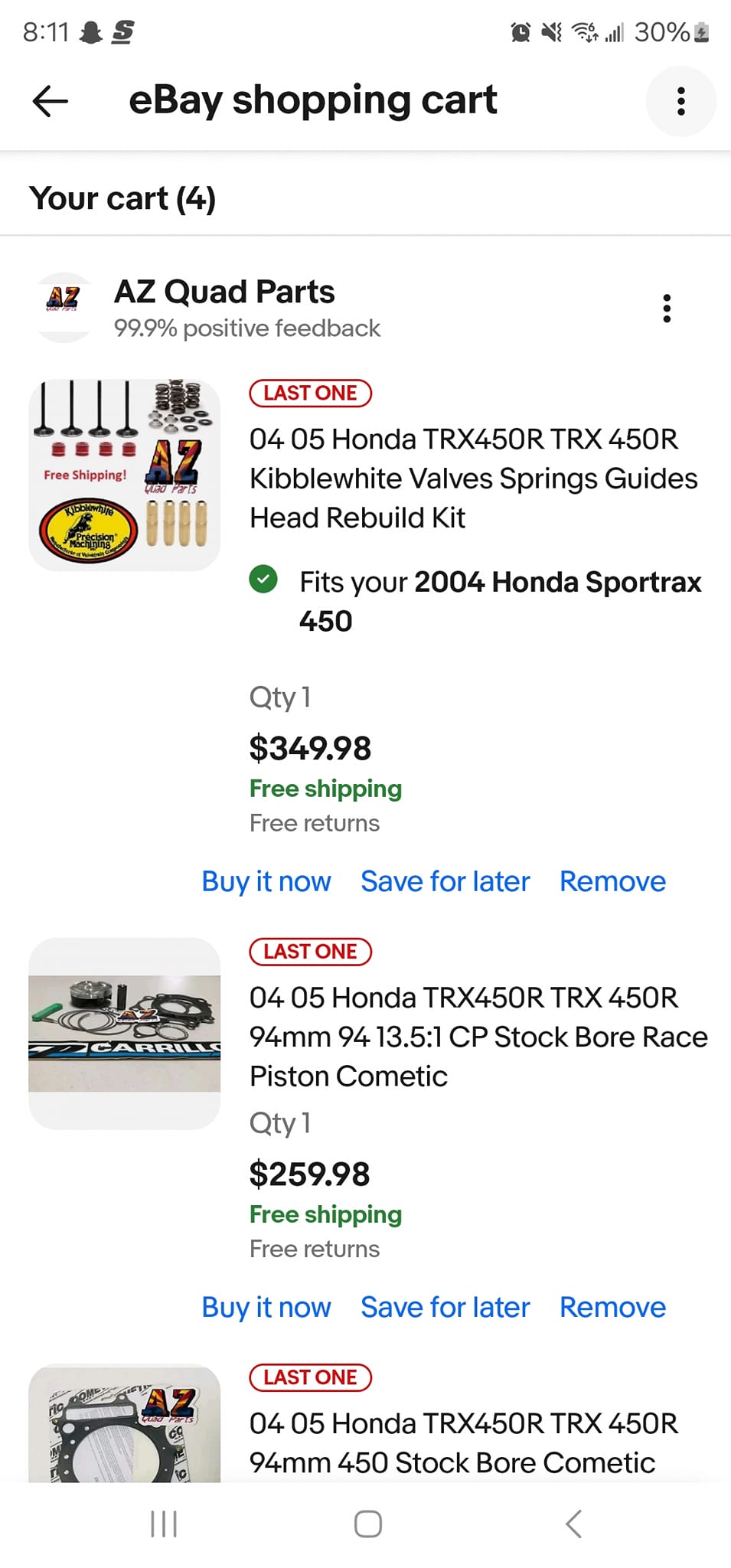 Honda TRX700XX TRX 700XX Stock Standard Bore 11:1 CP Piston