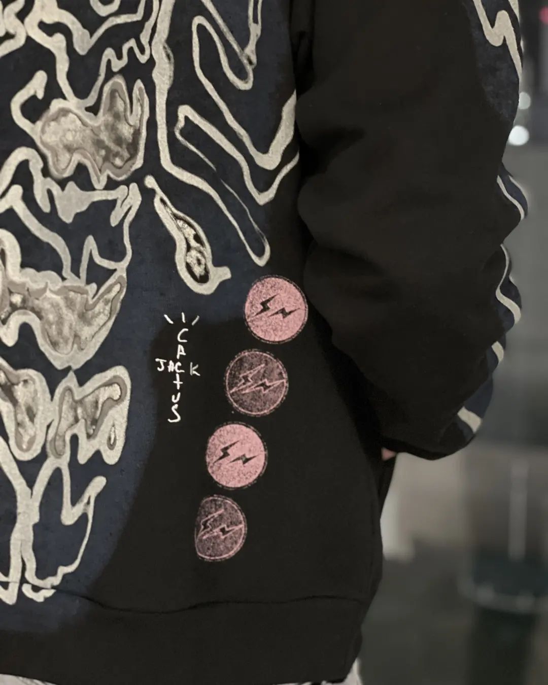 Cactus Jack🌵 × Fragment ⚡︎ Skeleton Graffiti Full Zip Hoodie