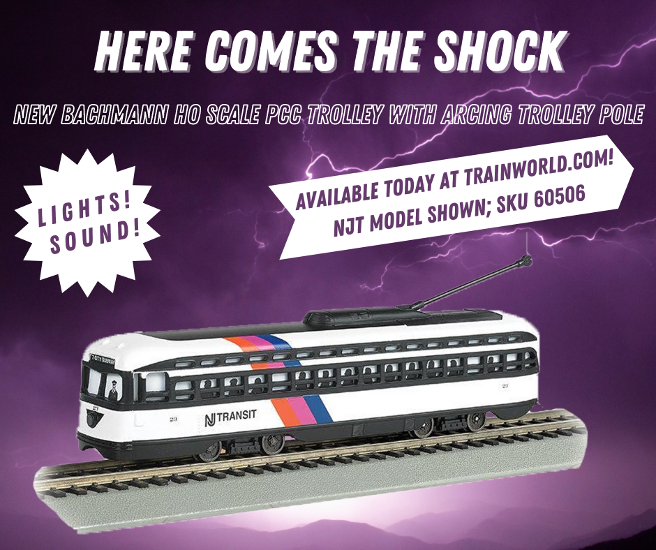 Bachmann HO scale PCC trolleys with sound and lights now in stock